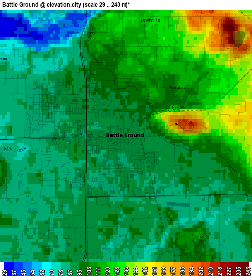 Battle Ground elevation map