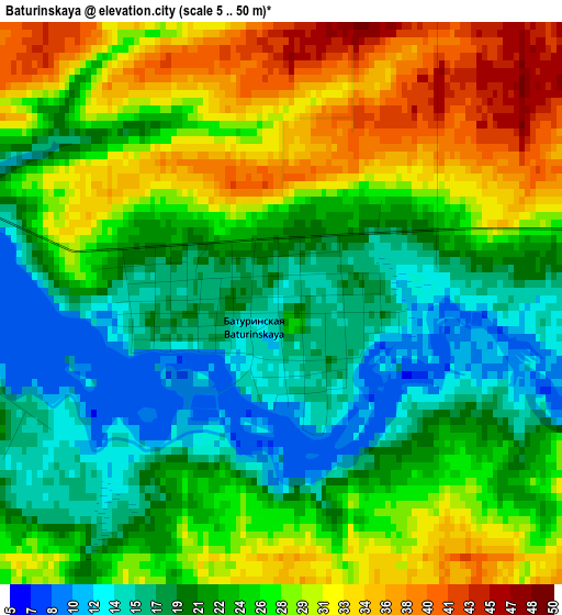 Baturinskaya elevation map