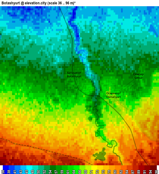 Botashyurt elevation map