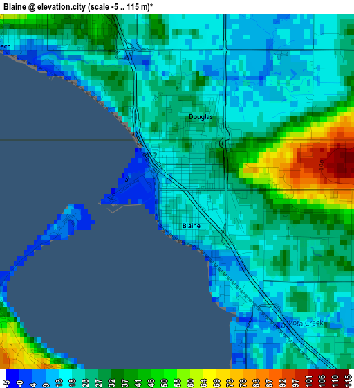 Blaine elevation map