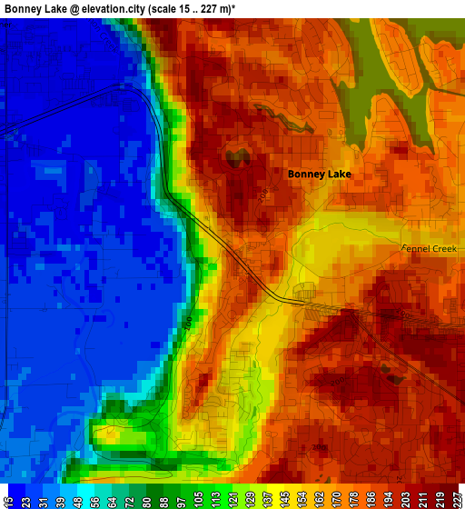 Bonney Lake elevation map