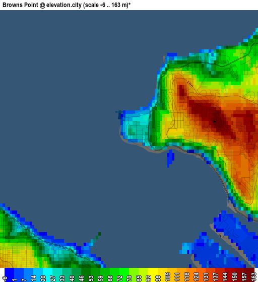 Browns Point elevation map