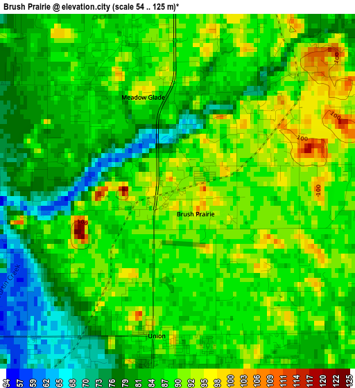 Brush Prairie elevation map