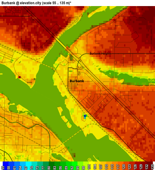 Burbank elevation map