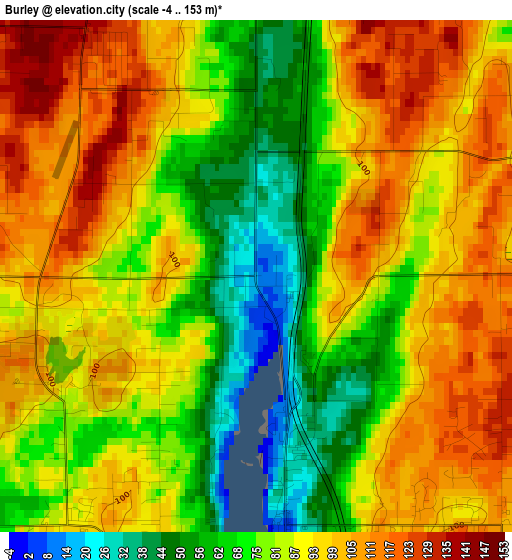 Burley elevation map