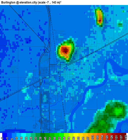 Burlington elevation map