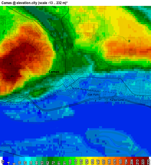 Camas elevation map