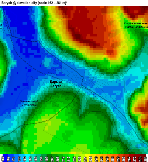 Barysh elevation map