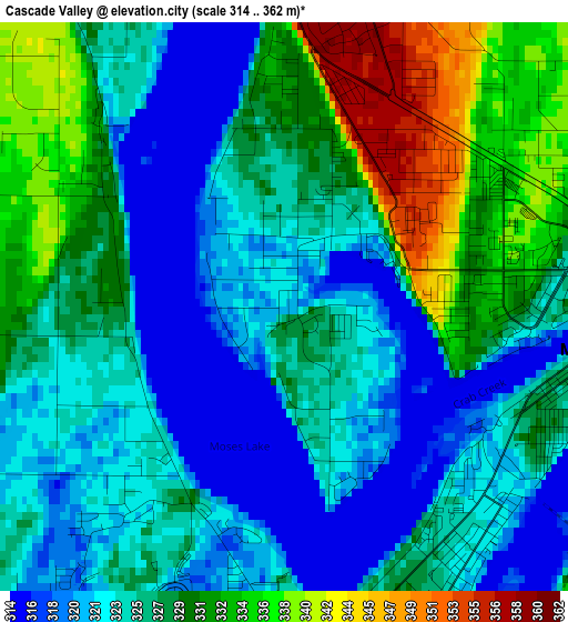 Cascade Valley elevation map