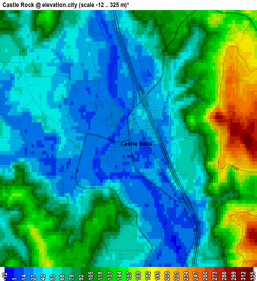 Castle Rock elevation map