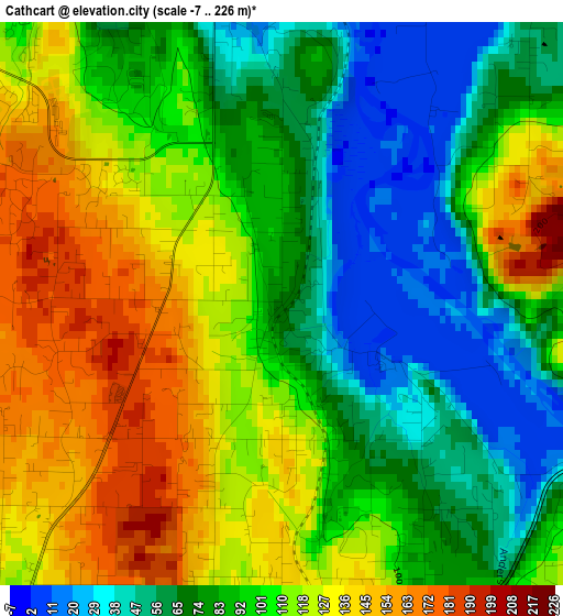 Cathcart elevation map