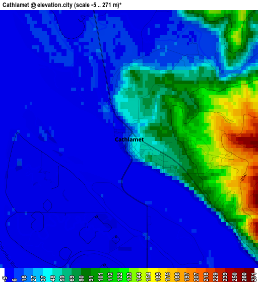 Cathlamet elevation map