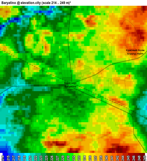 Baryatino elevation map