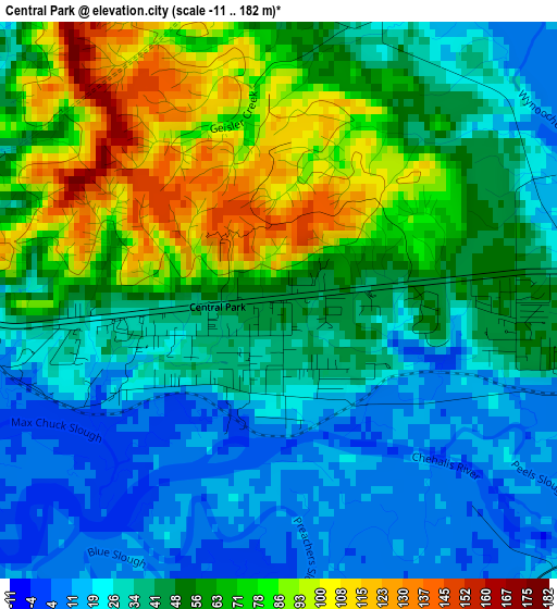 Central Park elevation map