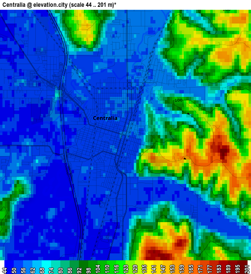 Centralia elevation map