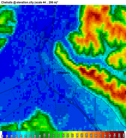 Chehalis elevation map