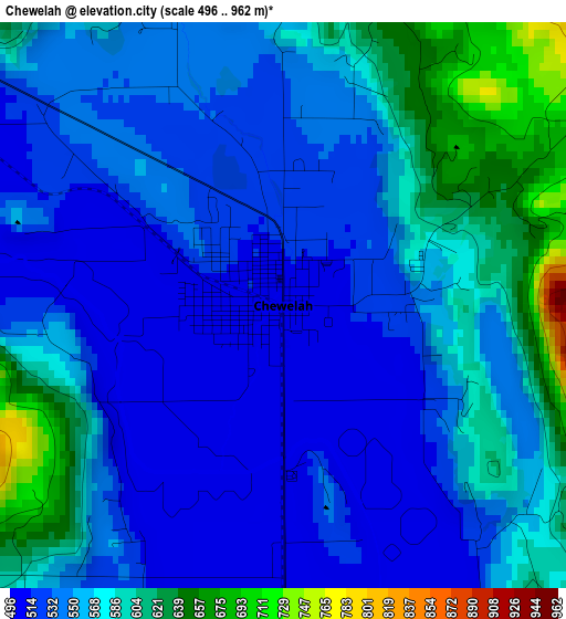 Chewelah elevation map