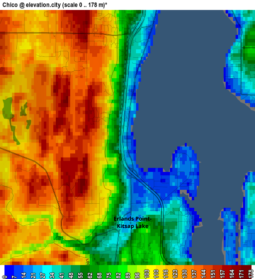 Chico elevation map