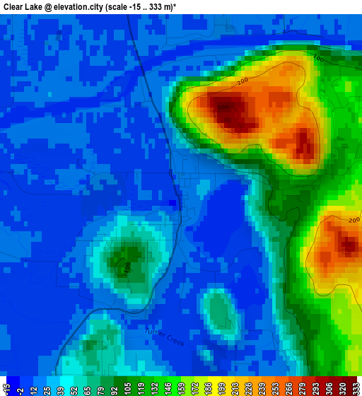 Clear Lake elevation map