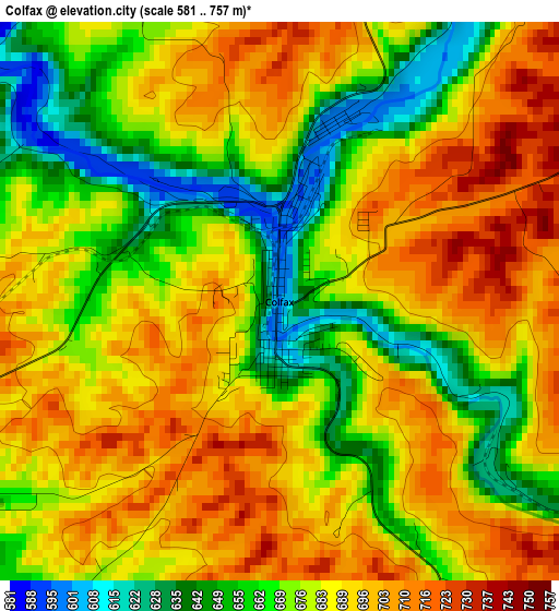 Colfax elevation map