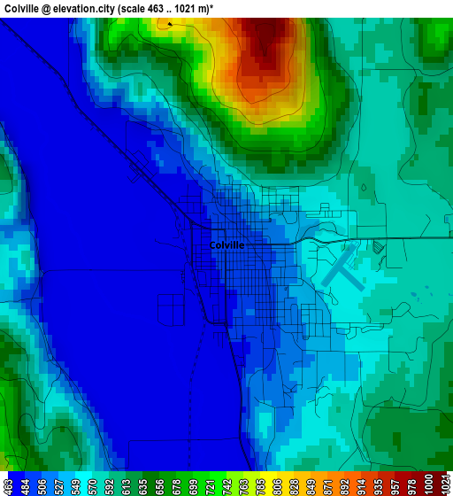 Colville elevation map