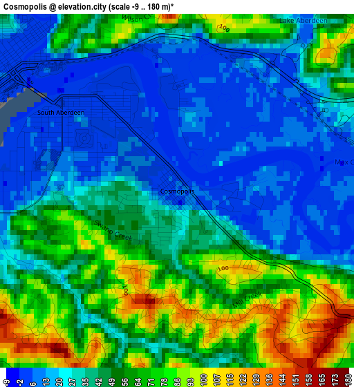 Cosmopolis elevation map