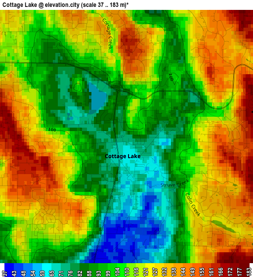 Cottage Lake elevation map