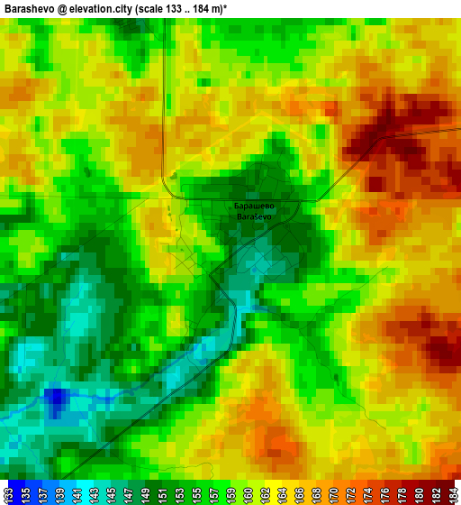 Barashevo elevation map