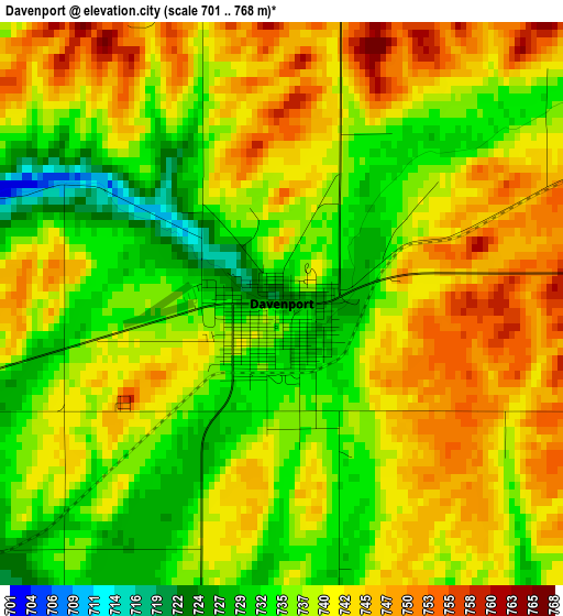 Davenport elevation map