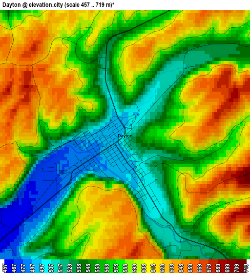 Dayton elevation map