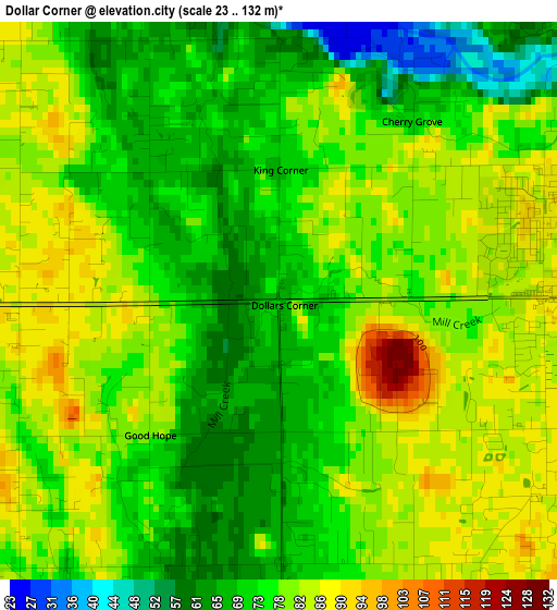 Dollar Corner elevation map