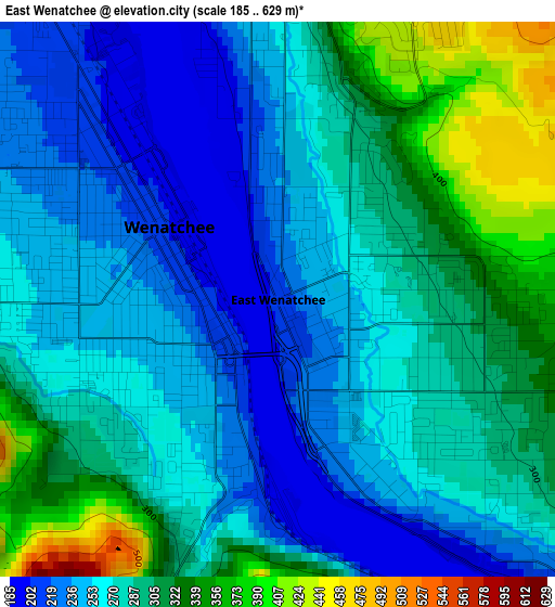 East Wenatchee elevation map