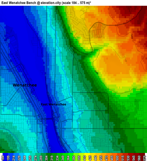 East Wenatchee Bench elevation map