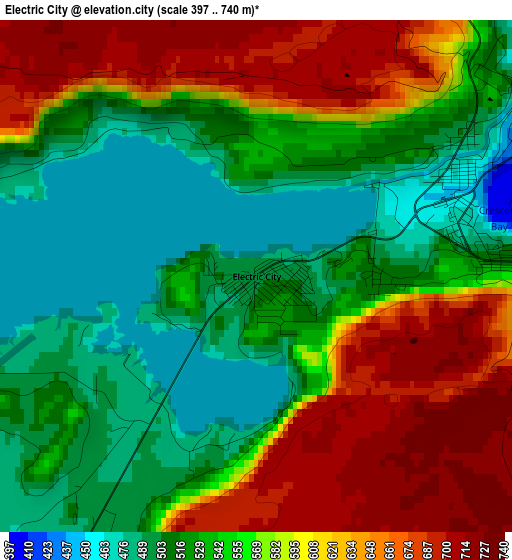 Electric City elevation map