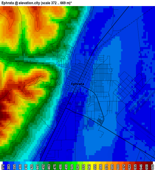 Ephrata elevation map