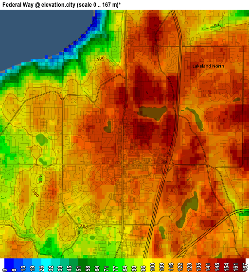 Federal Way elevation map