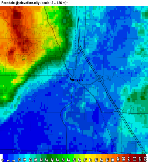 Ferndale elevation map