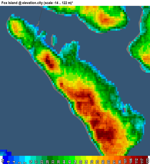 Fox Island elevation map