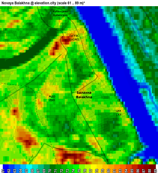 Novaya Balakhna elevation map