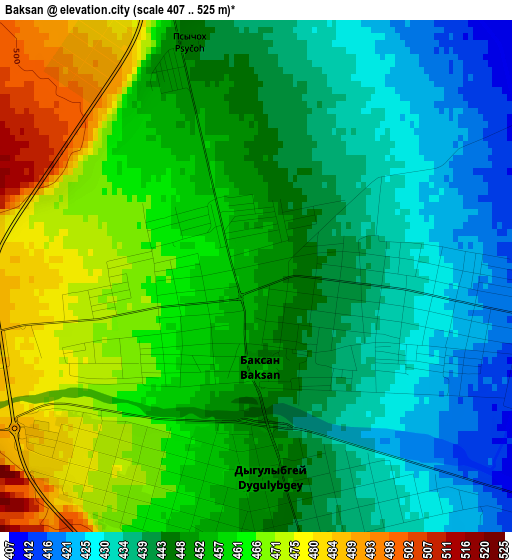 Baksan elevation map