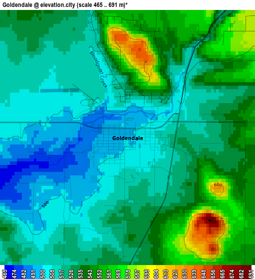 Goldendale elevation map