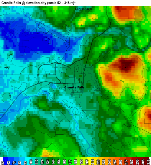 Granite Falls elevation map