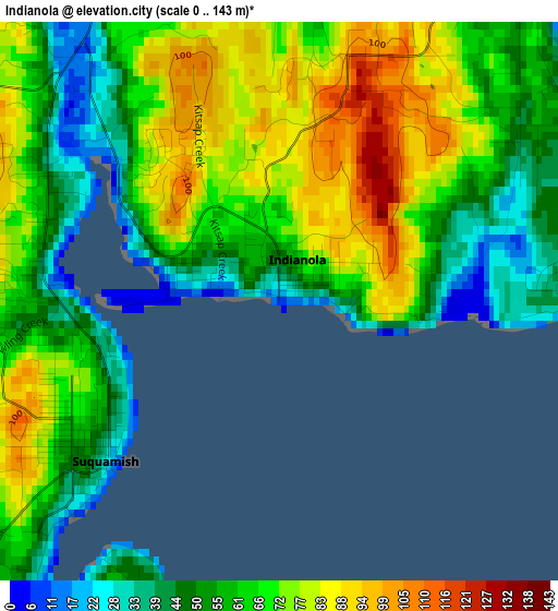 Indianola elevation map