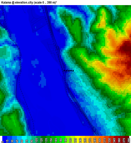 Kalama elevation map