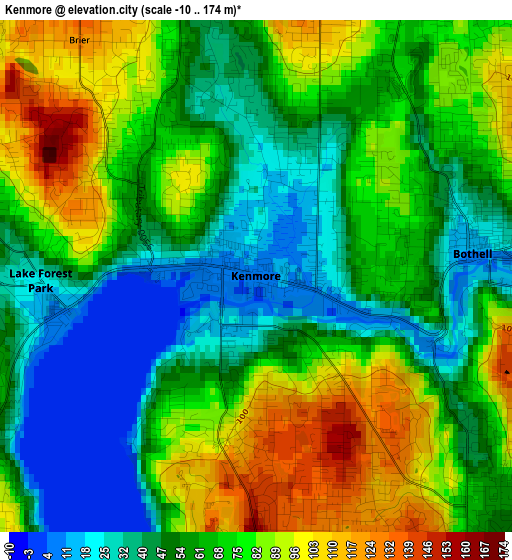 Kenmore elevation map