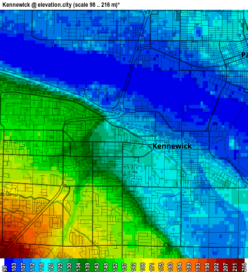 Kennewick elevation map