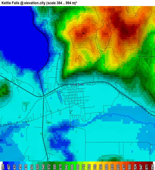 Kettle Falls elevation map