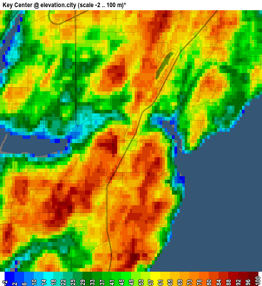 Key Center elevation map