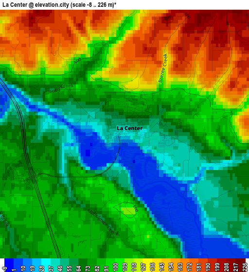 La Center elevation map