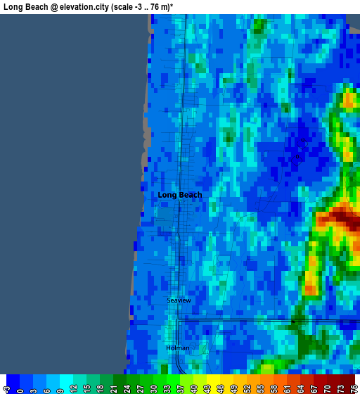 Long Beach elevation map